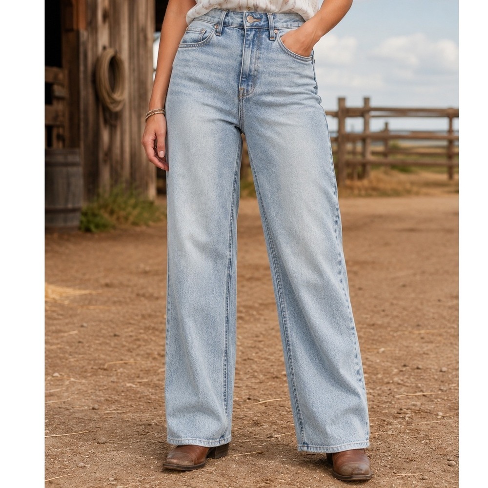 Unpublished Womens High Rise Wide Leg Light Wash Denim Jeans UW3000756 Size 25